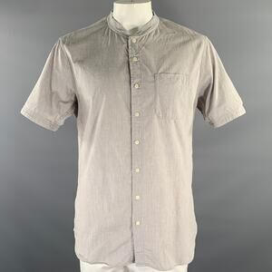 WINGS and HORNS Size XL Grey Heather Cotton Band Collar Short Sleeve Shirt